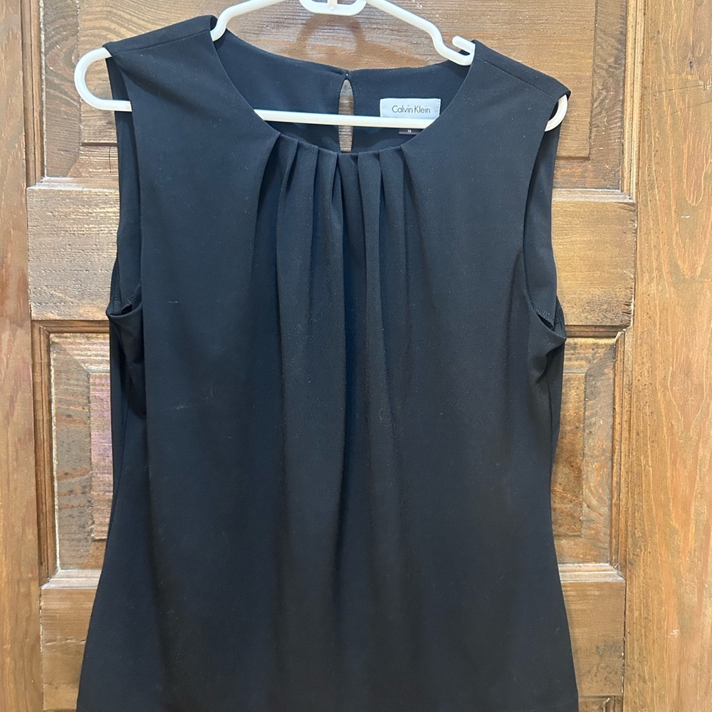 Calvin Klein Black Pleated Blouse